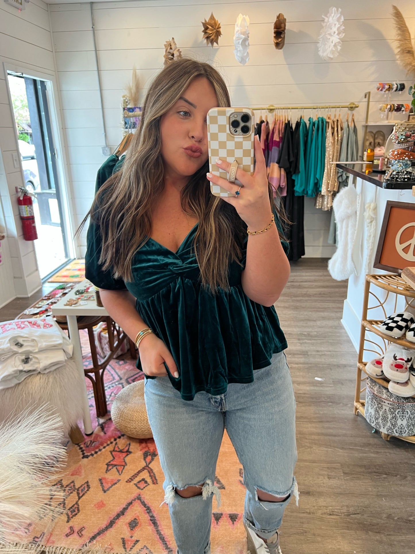 Green Velvet Top