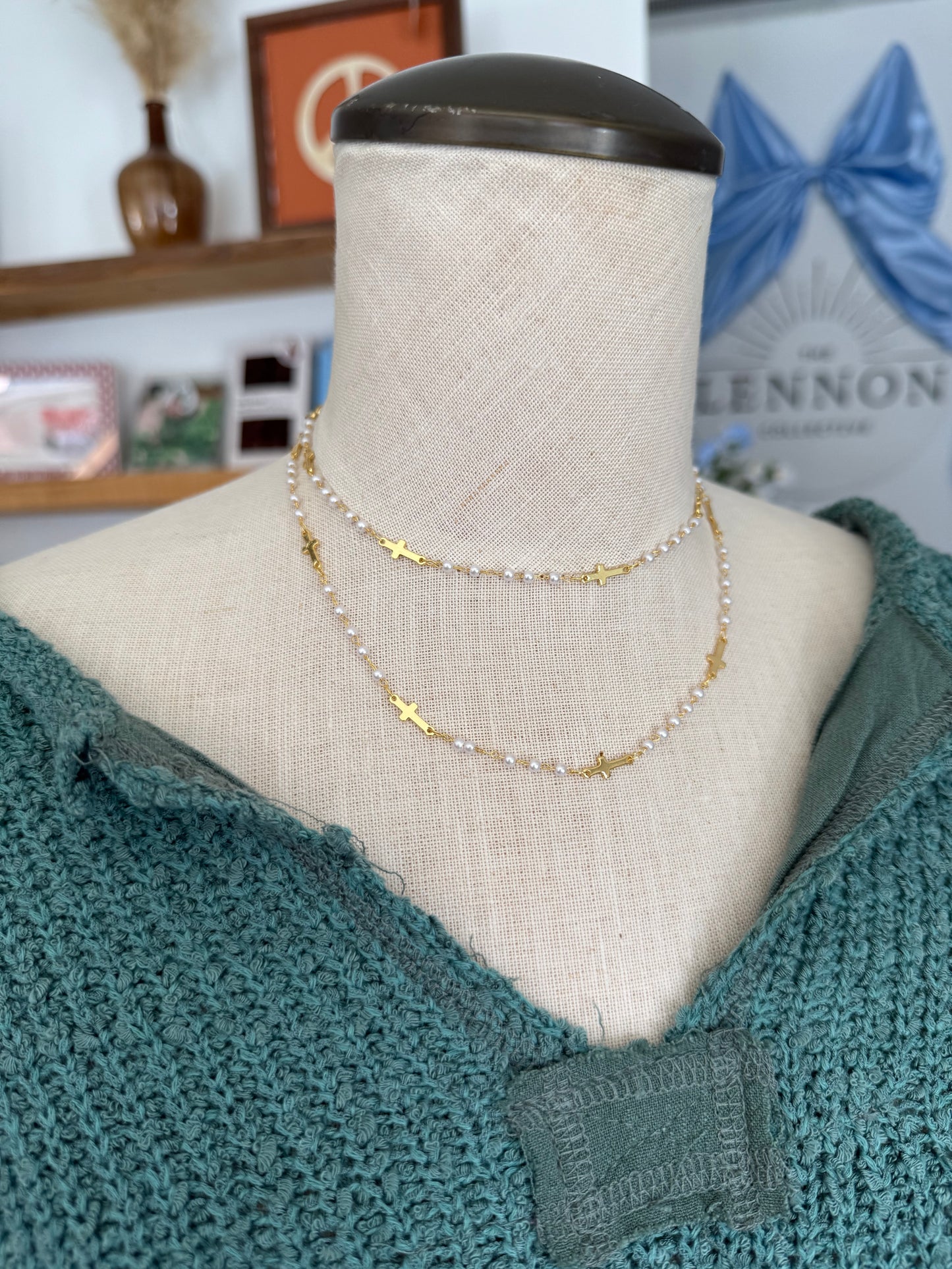 Pearls and Crosses Multiway Necklace