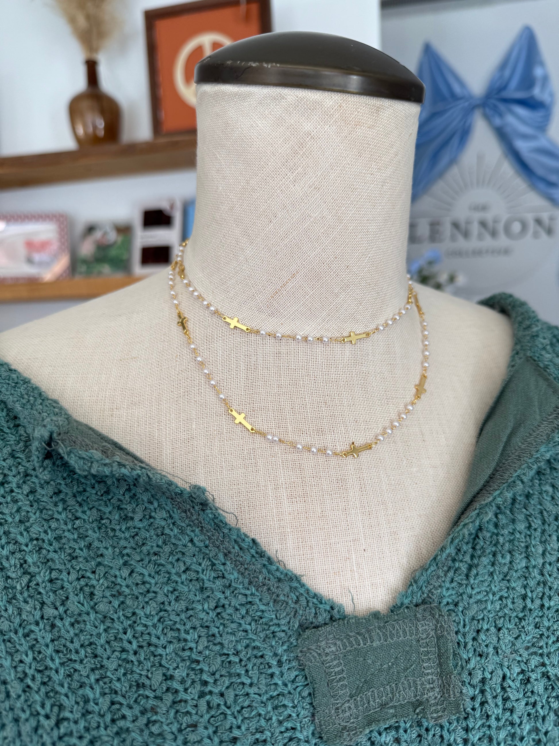 Pearls and Crosses Multiway Necklace