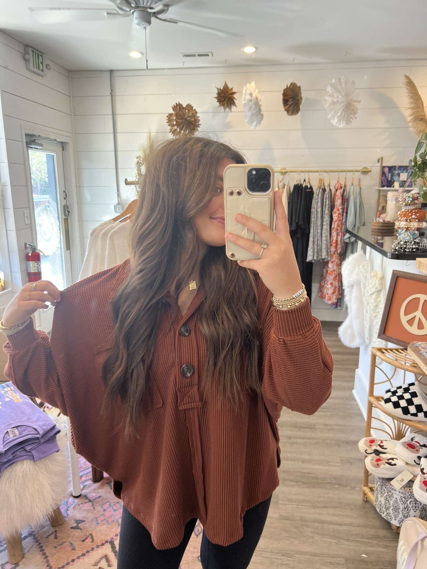 Chocolate Brown Henley Top