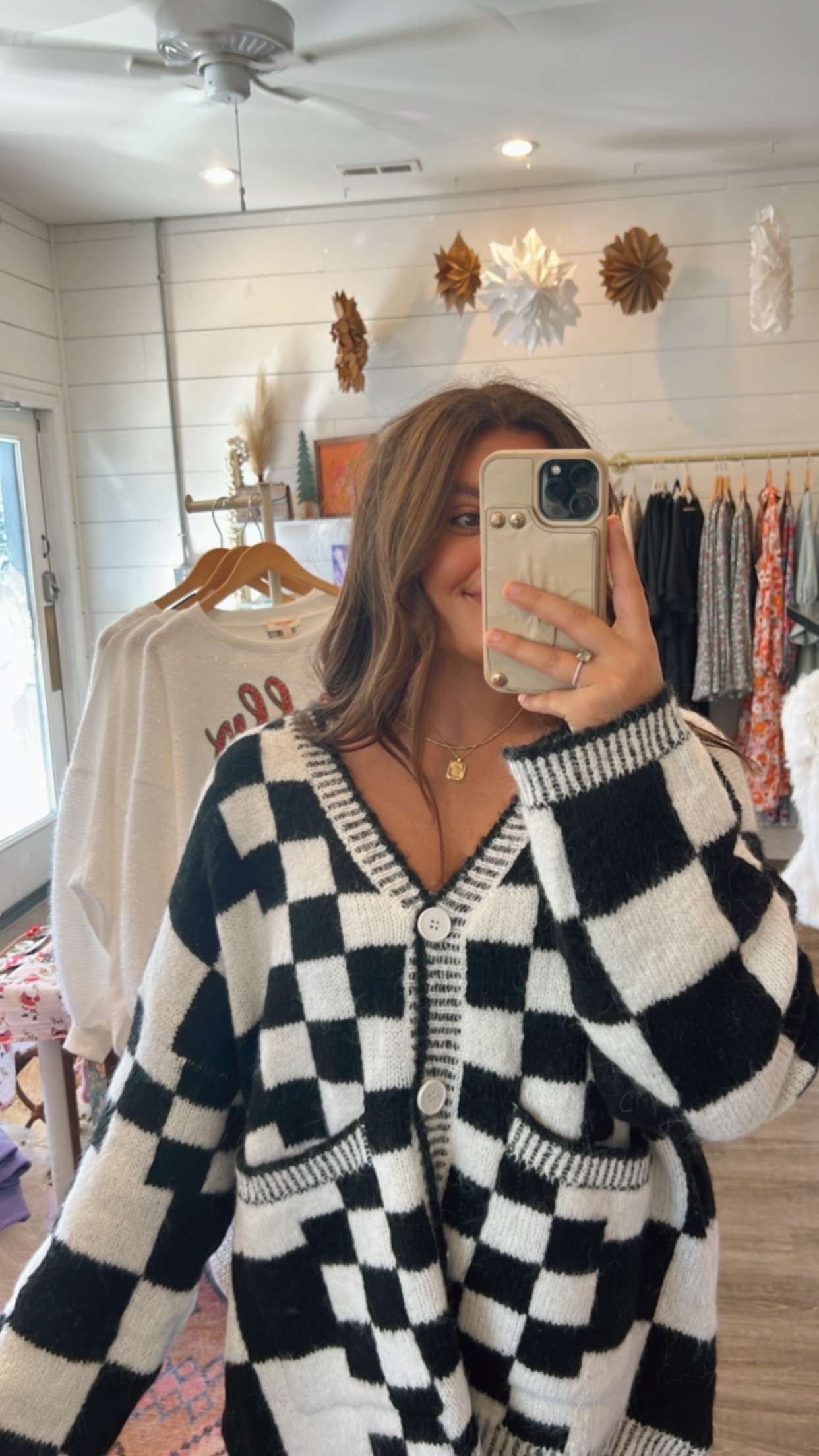 Checkered Cozy Cardigan