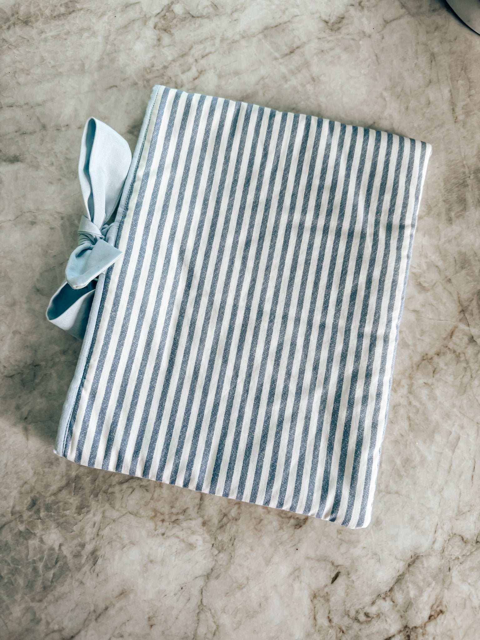 Cross and Flowers Blue Stripe Bible Cover