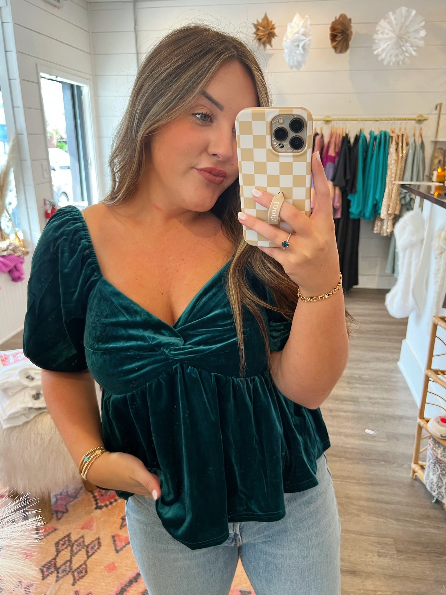 Green Velvet Top