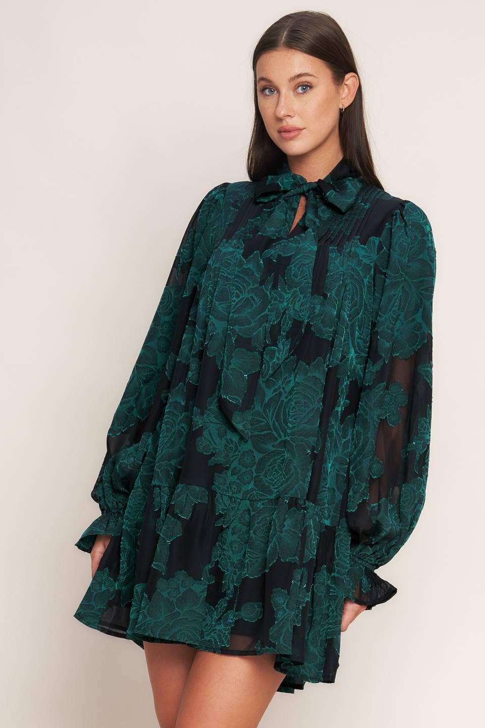 Tie Neck Mini Dress
