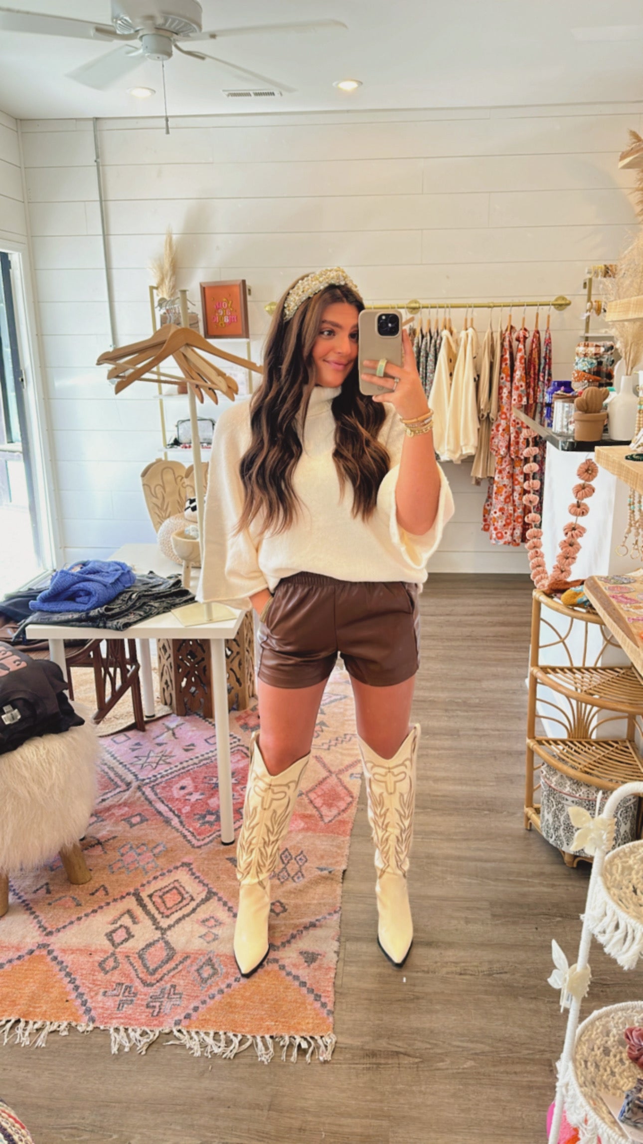 Faux Leather Pocket Shorts