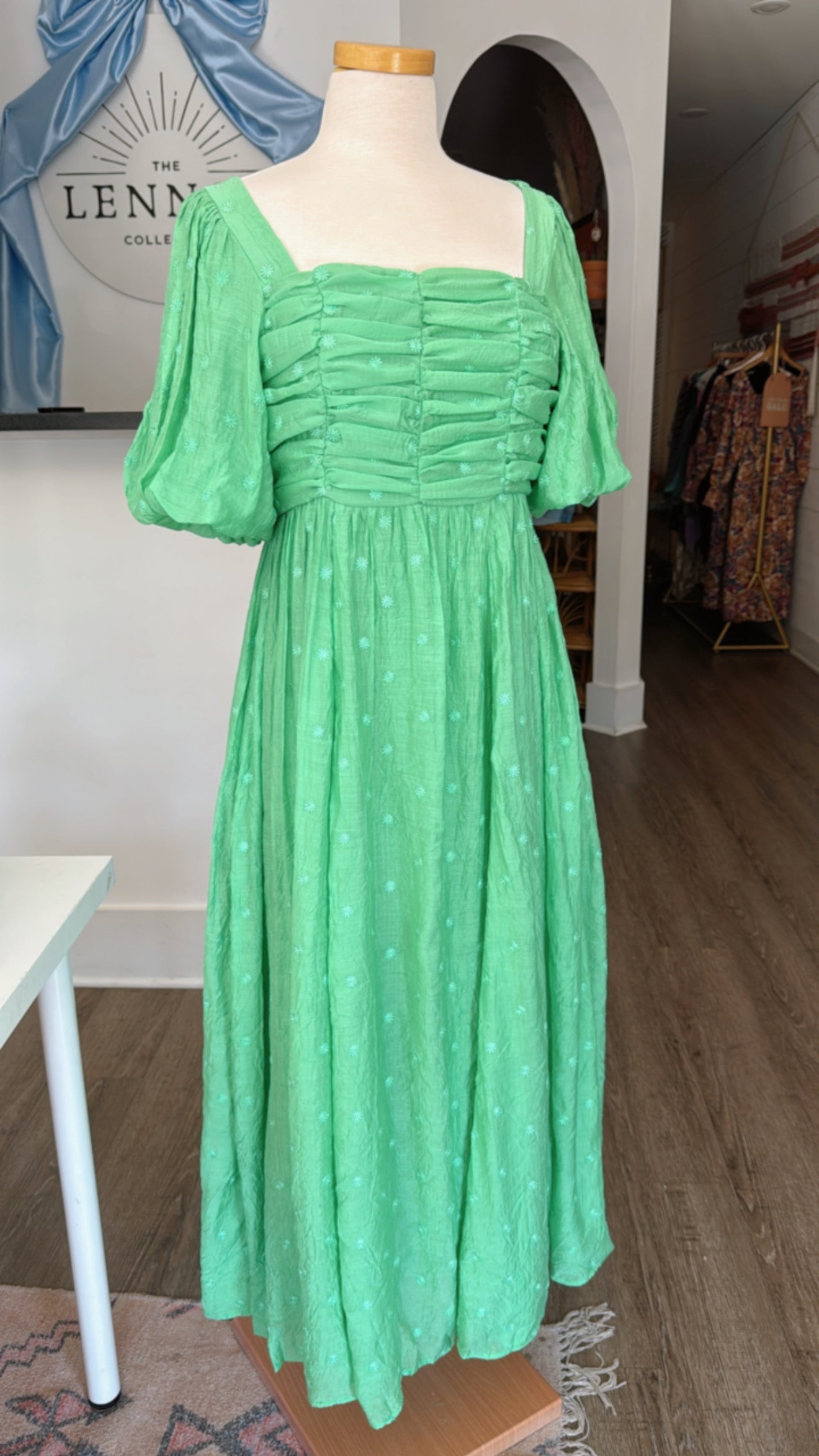 Embroidered Green Maxi Dress