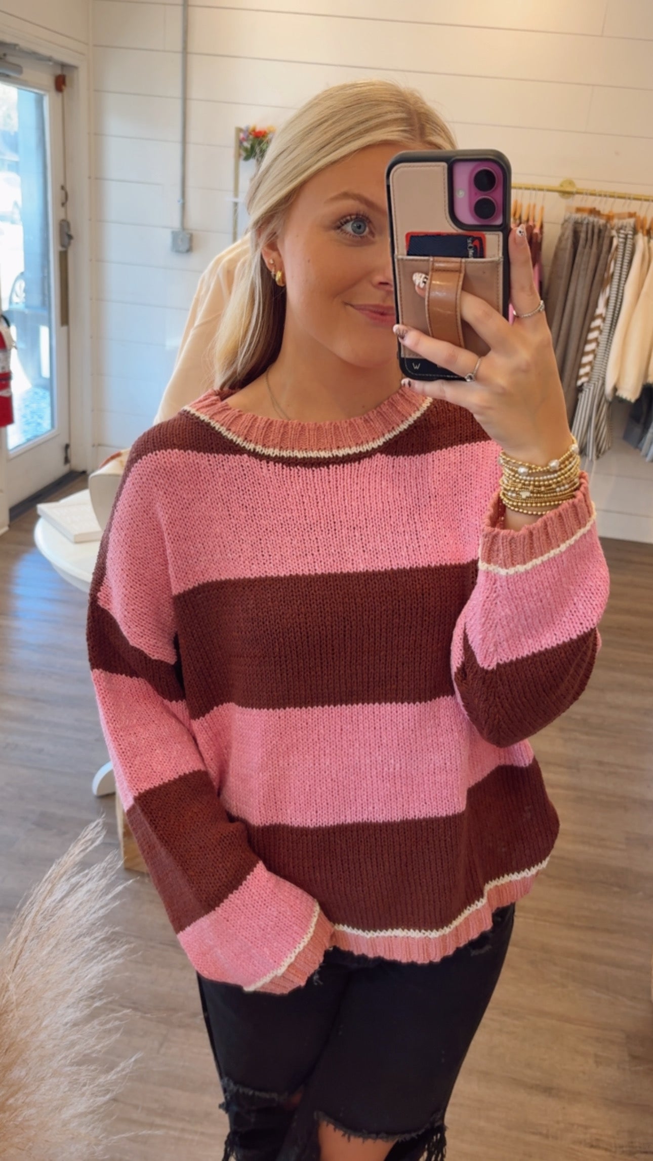 Pink and PlumStripped Sweater