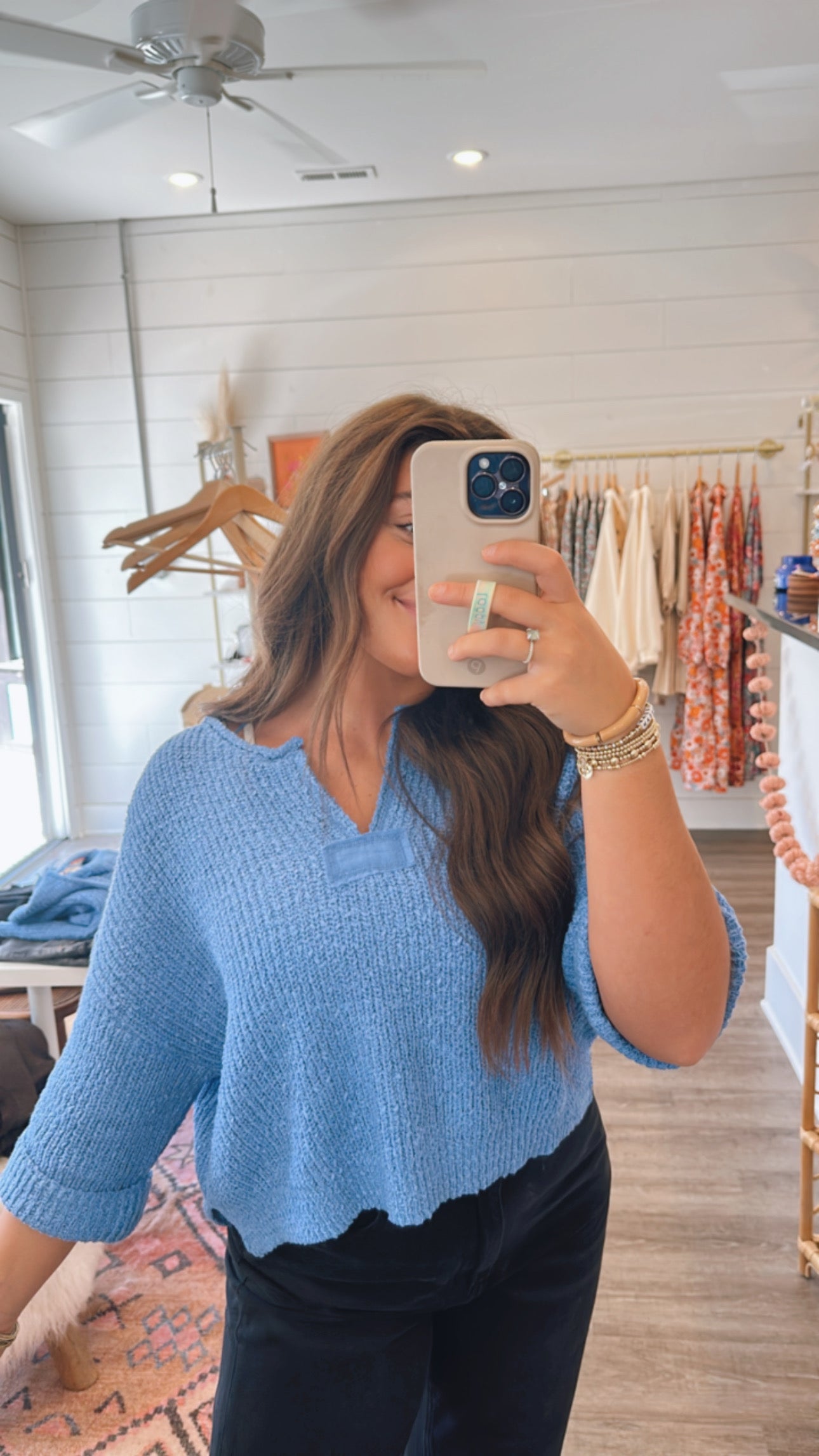 Blue cropped knit