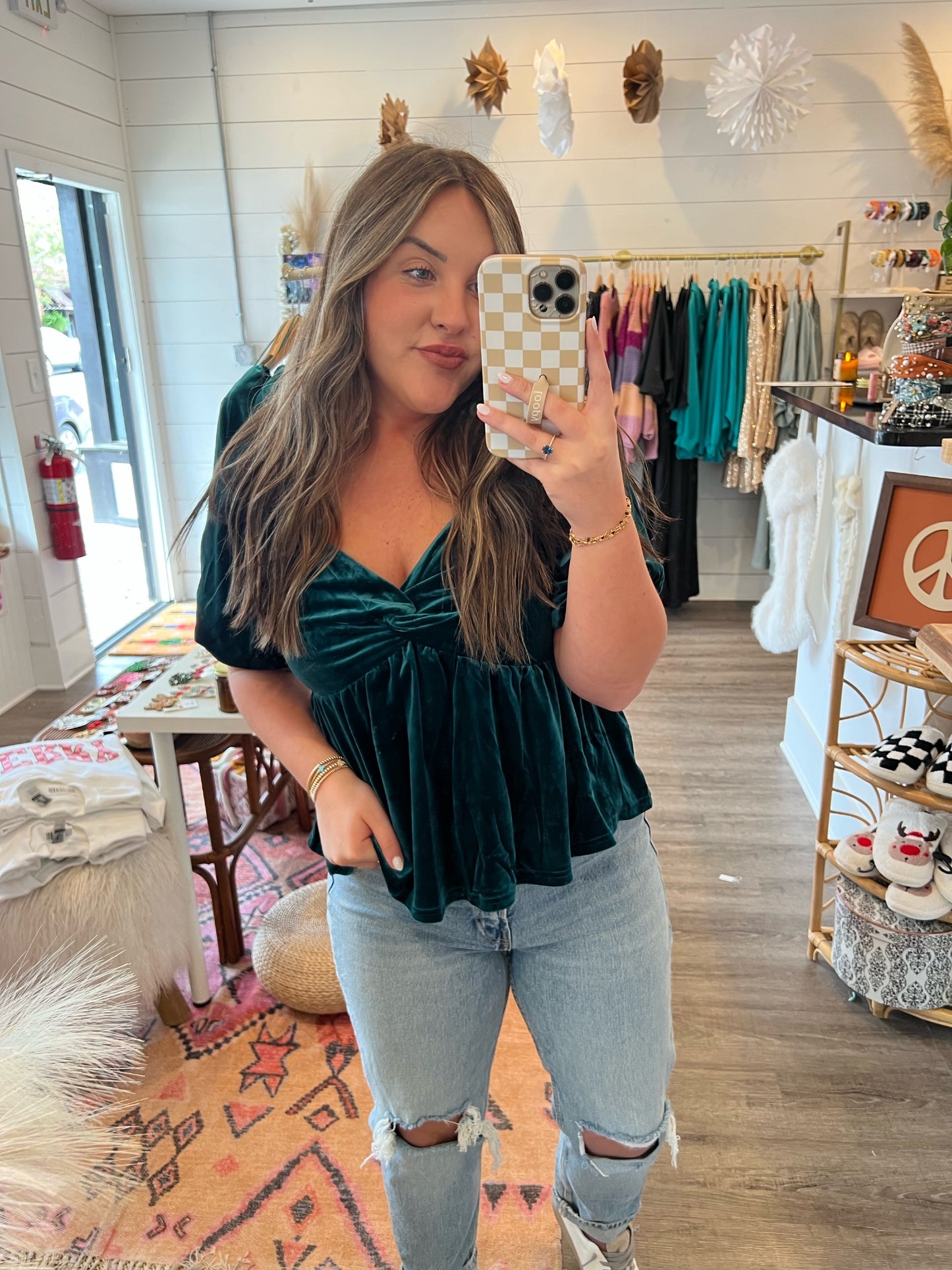 Green Velvet Top