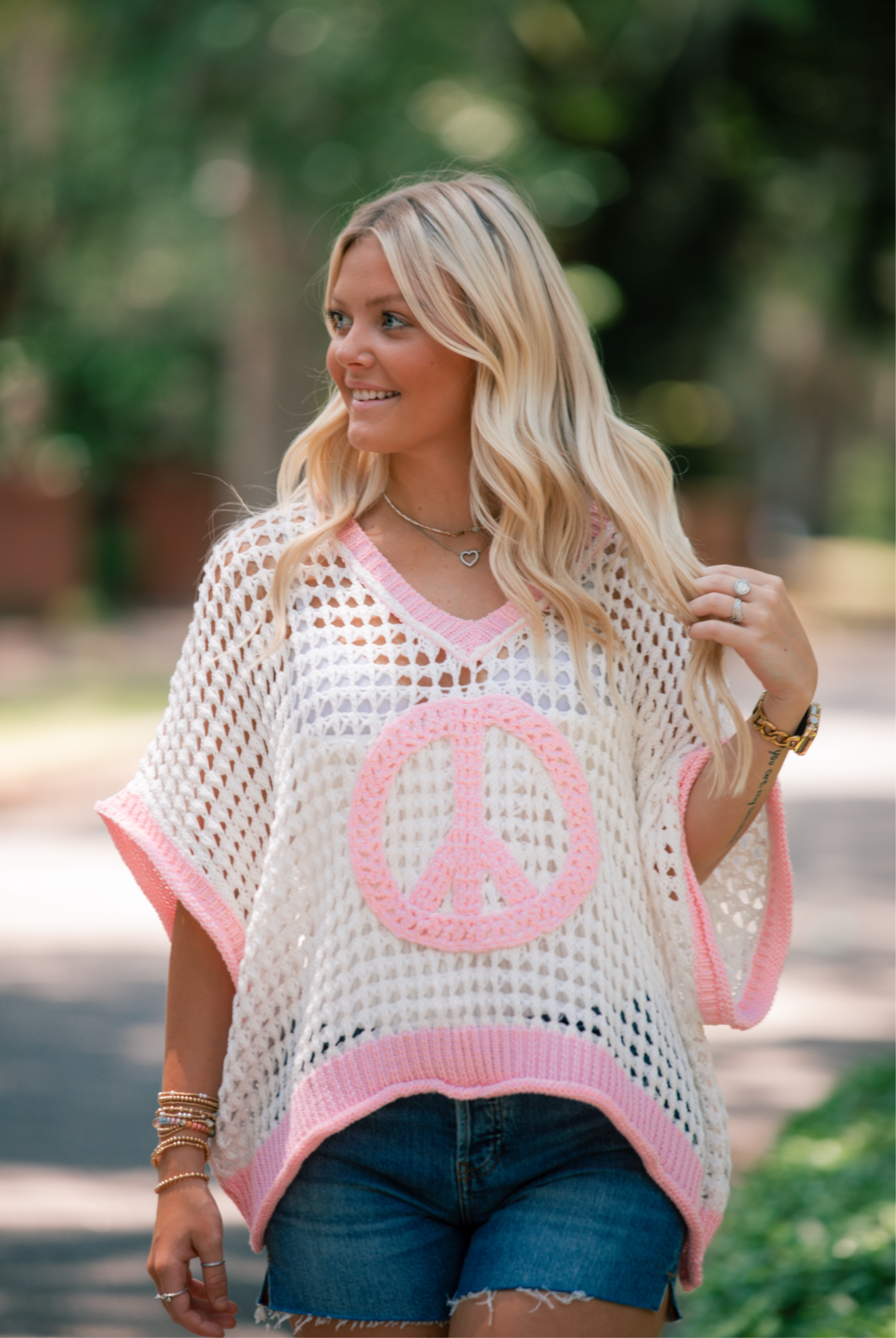Peace Sign Knit Top