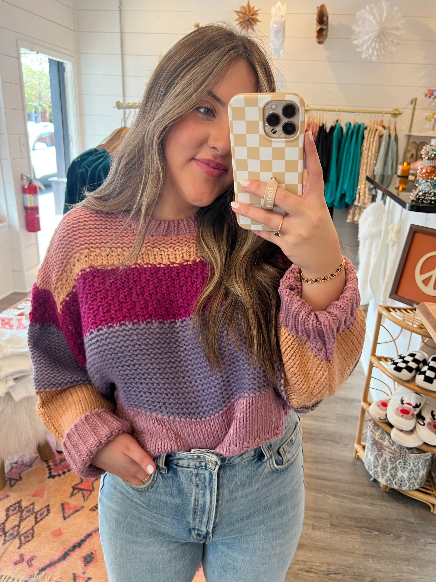 Mauve Multi Cropped Sweater