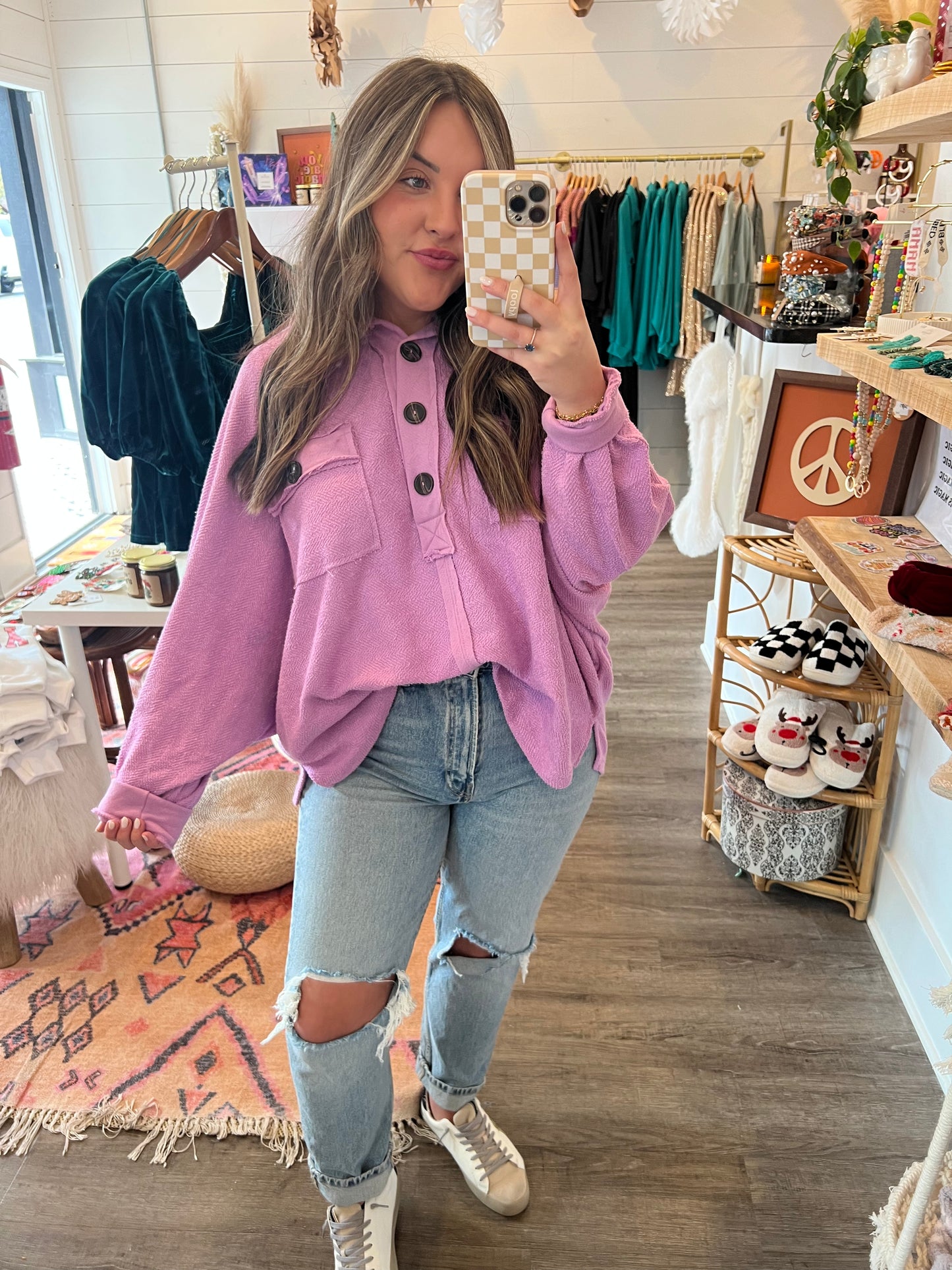 Lavender Henley Top