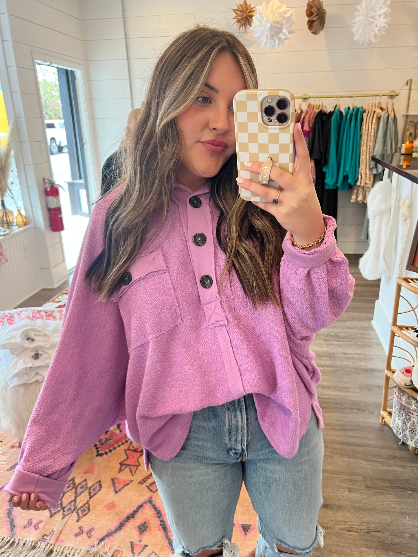 Lavender Henley Top