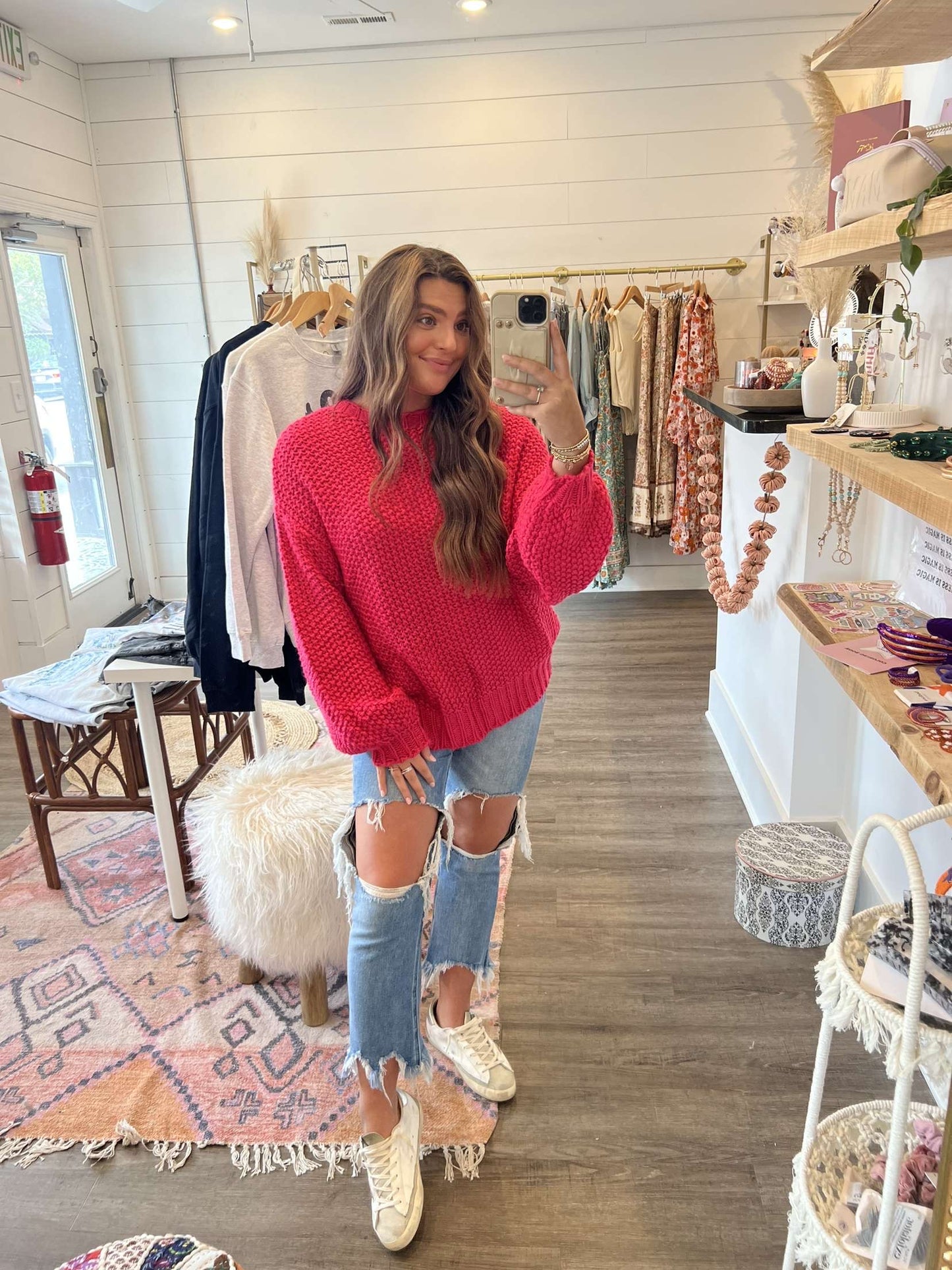 Chunky knit pink sweater