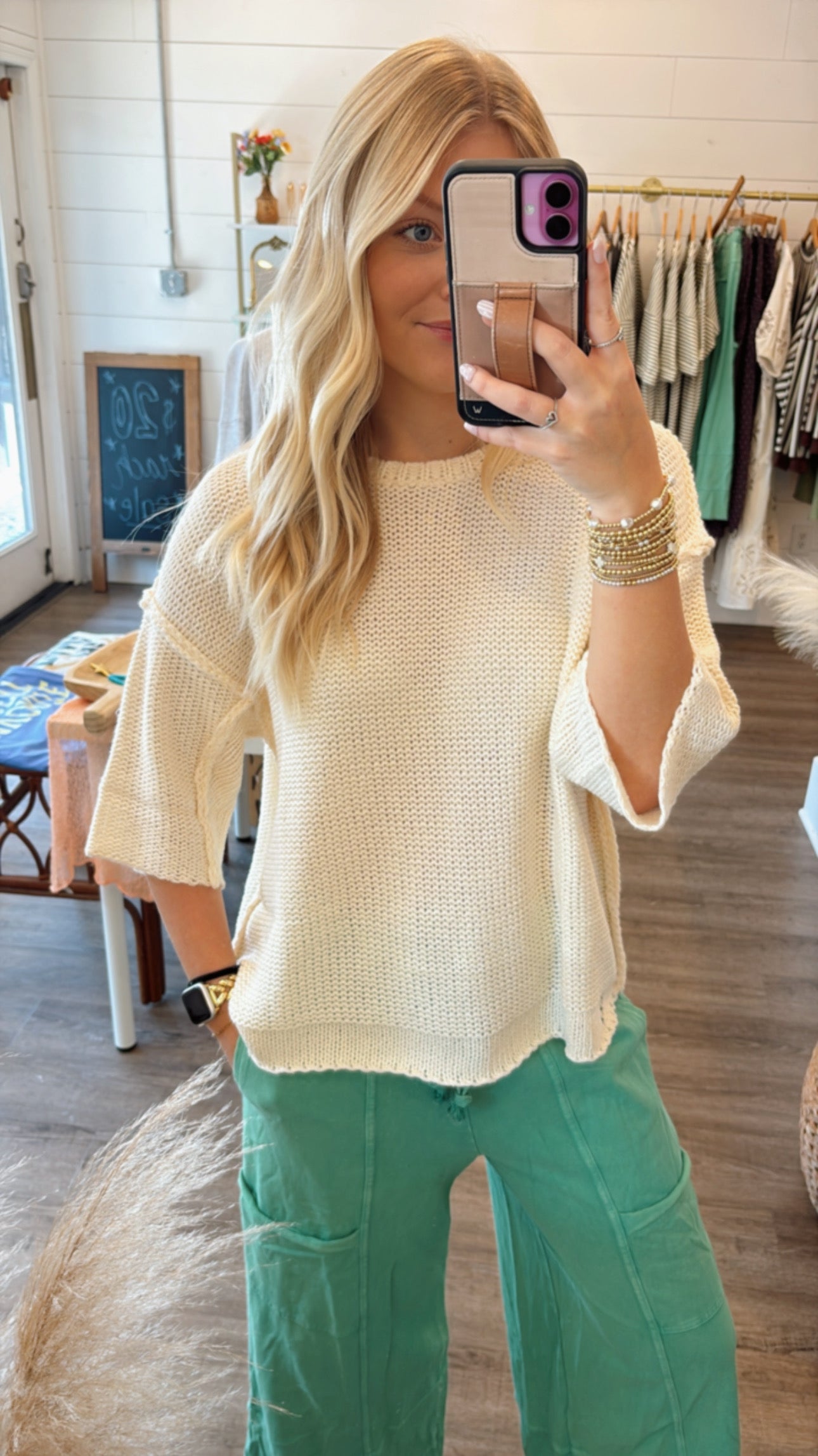 Cream Light Knit Sweater