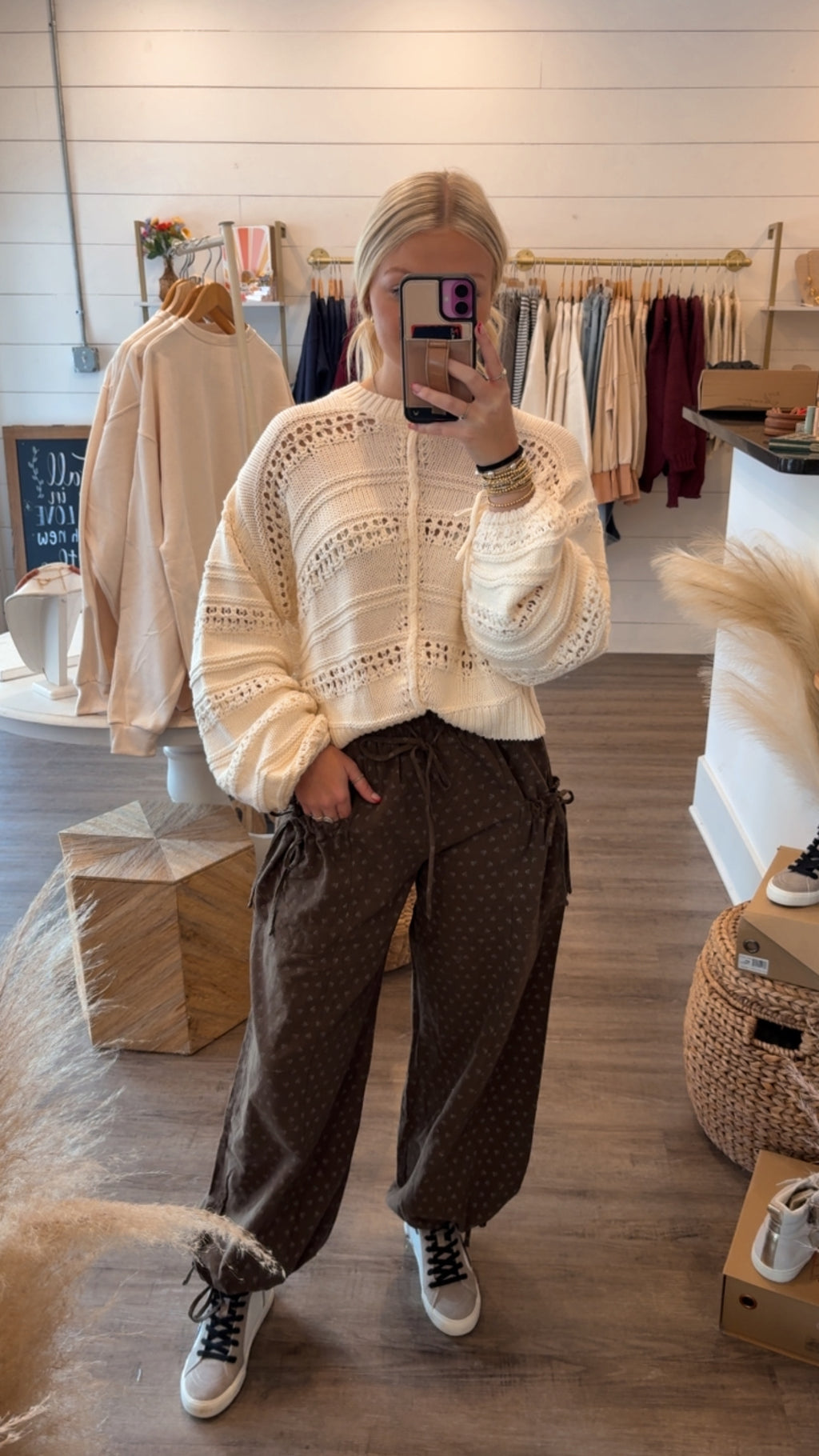 Brown Floral Easel Pants