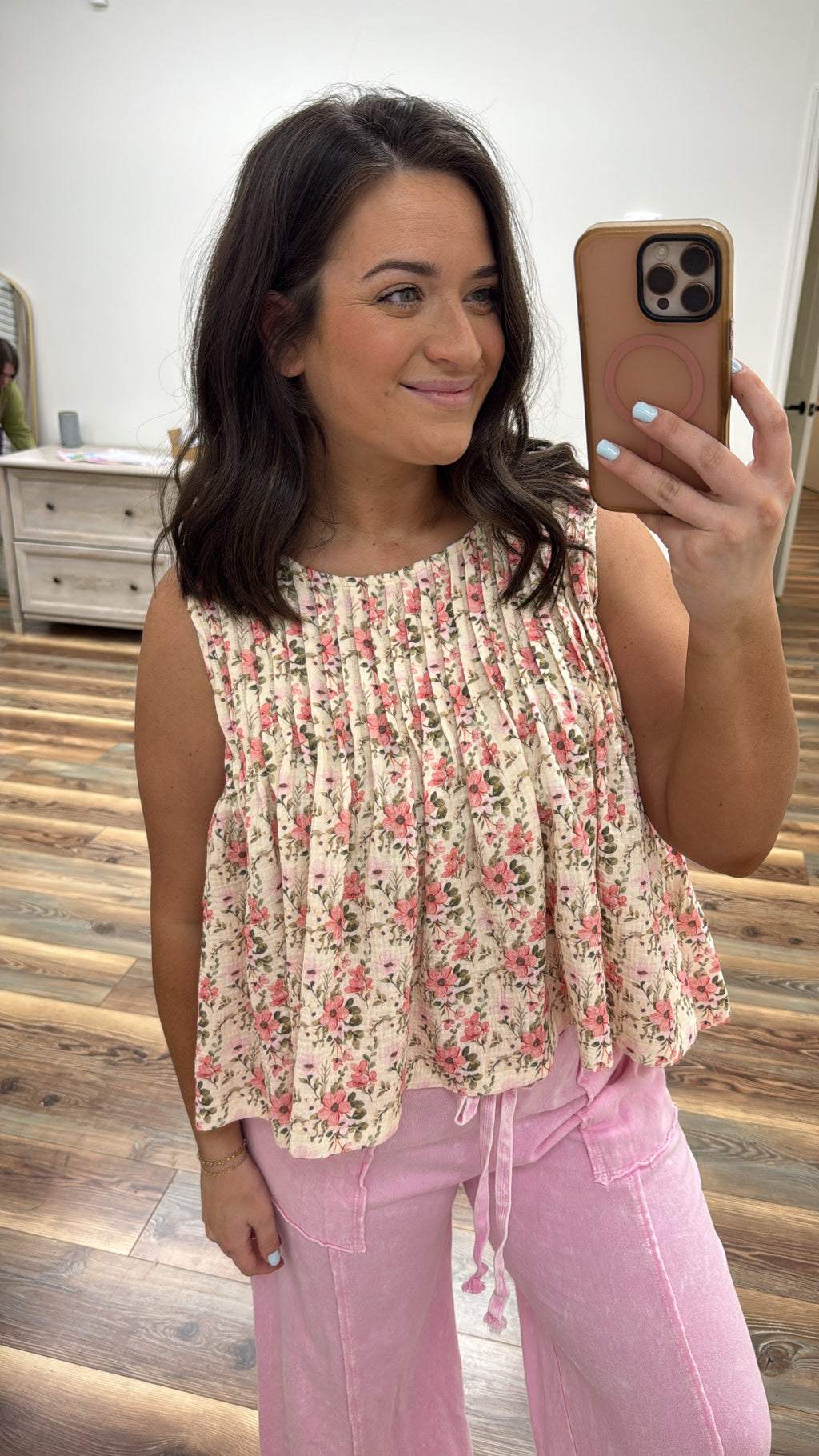 Gauze Floral Tank Top