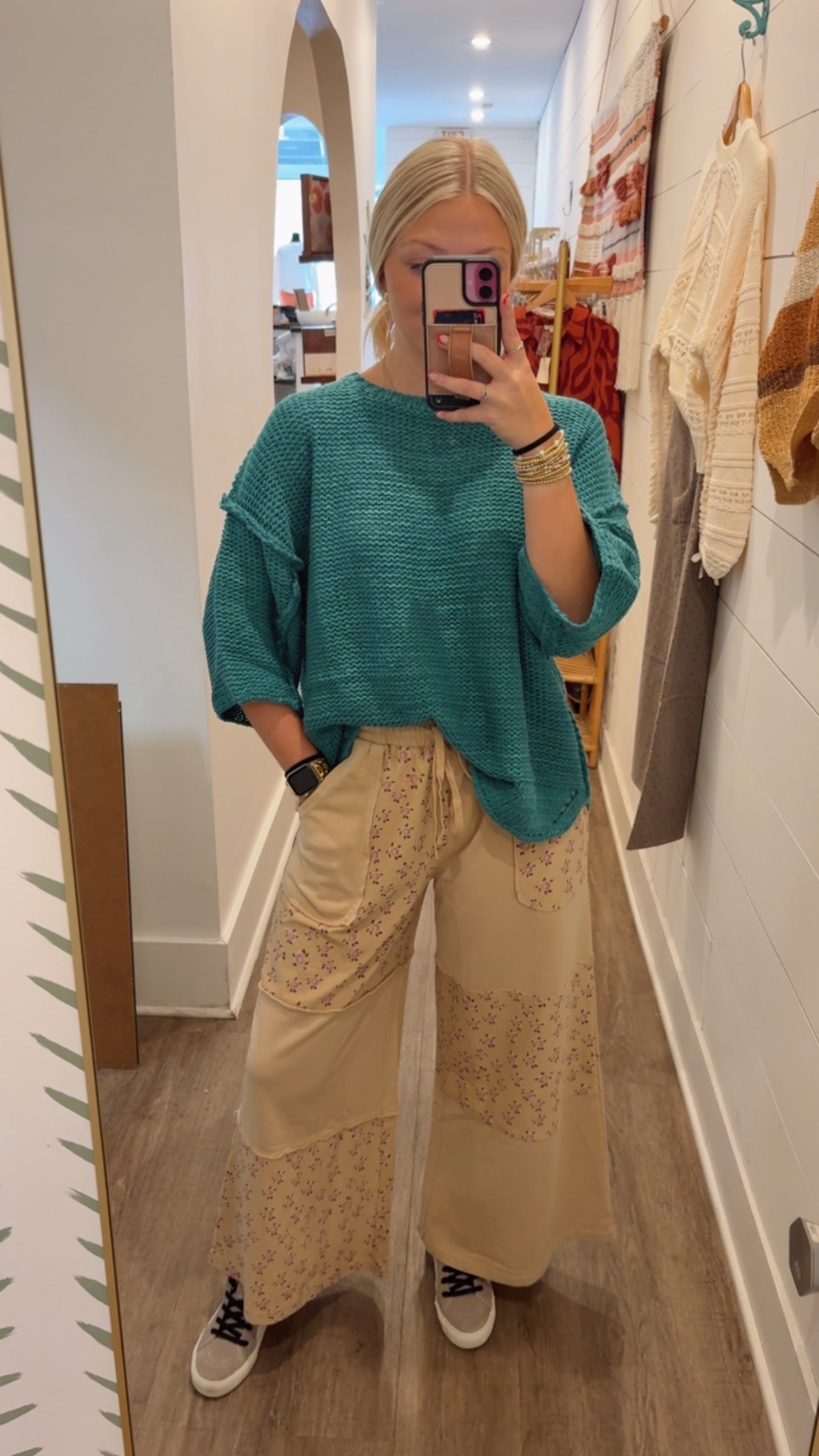 Cream Patchwork Pants