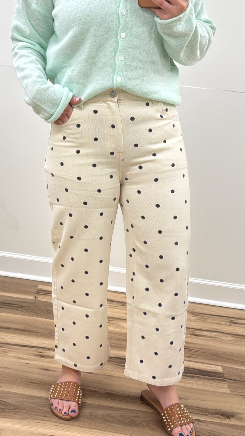 Polka Dot Straight Leg Pants