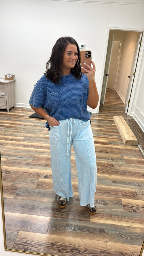 Baby Blue Wide Leg Pants