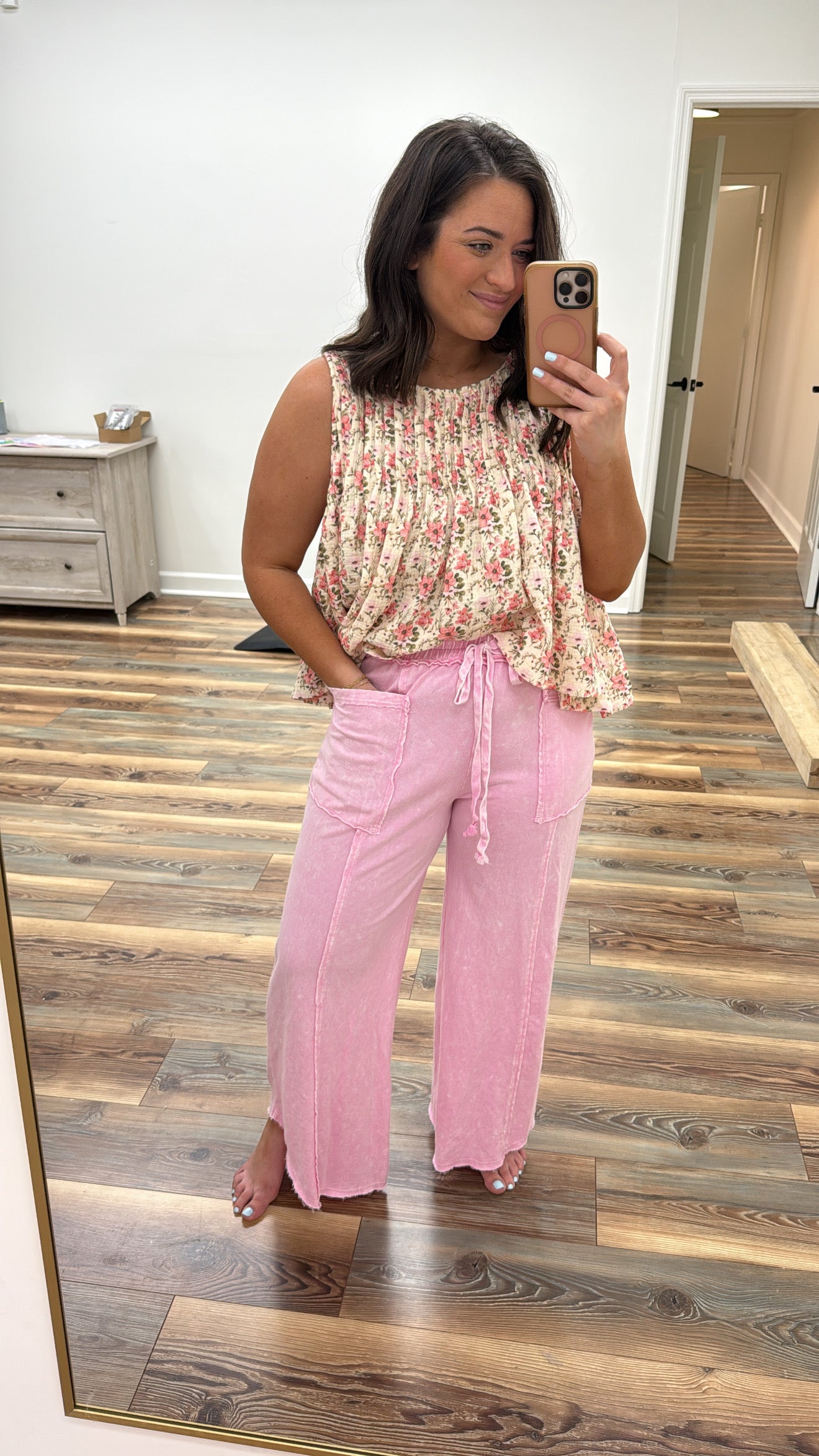 Pastel Pink Wide Leg Pants