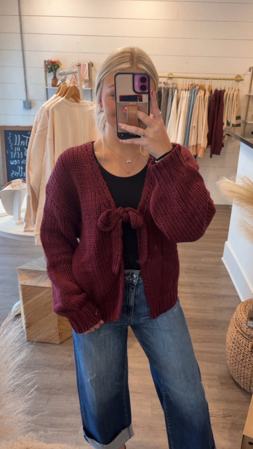 Burgundy Bow Sweater
