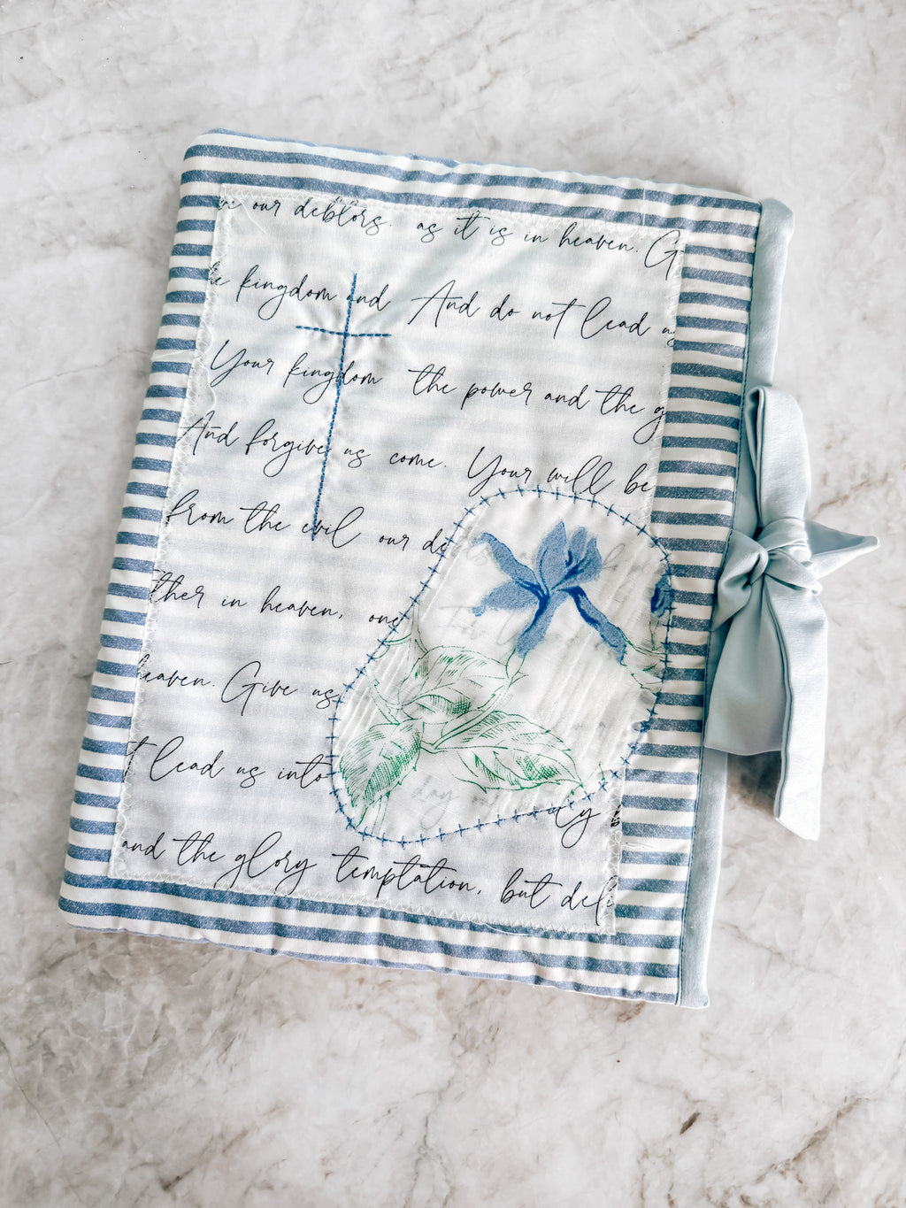 Lord’s Prayer Blue Stripe Bible Cover