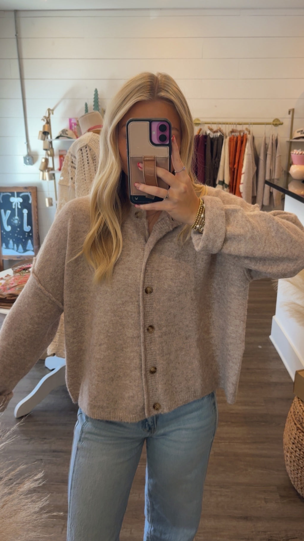 Cozy Beige Button Up Sweater