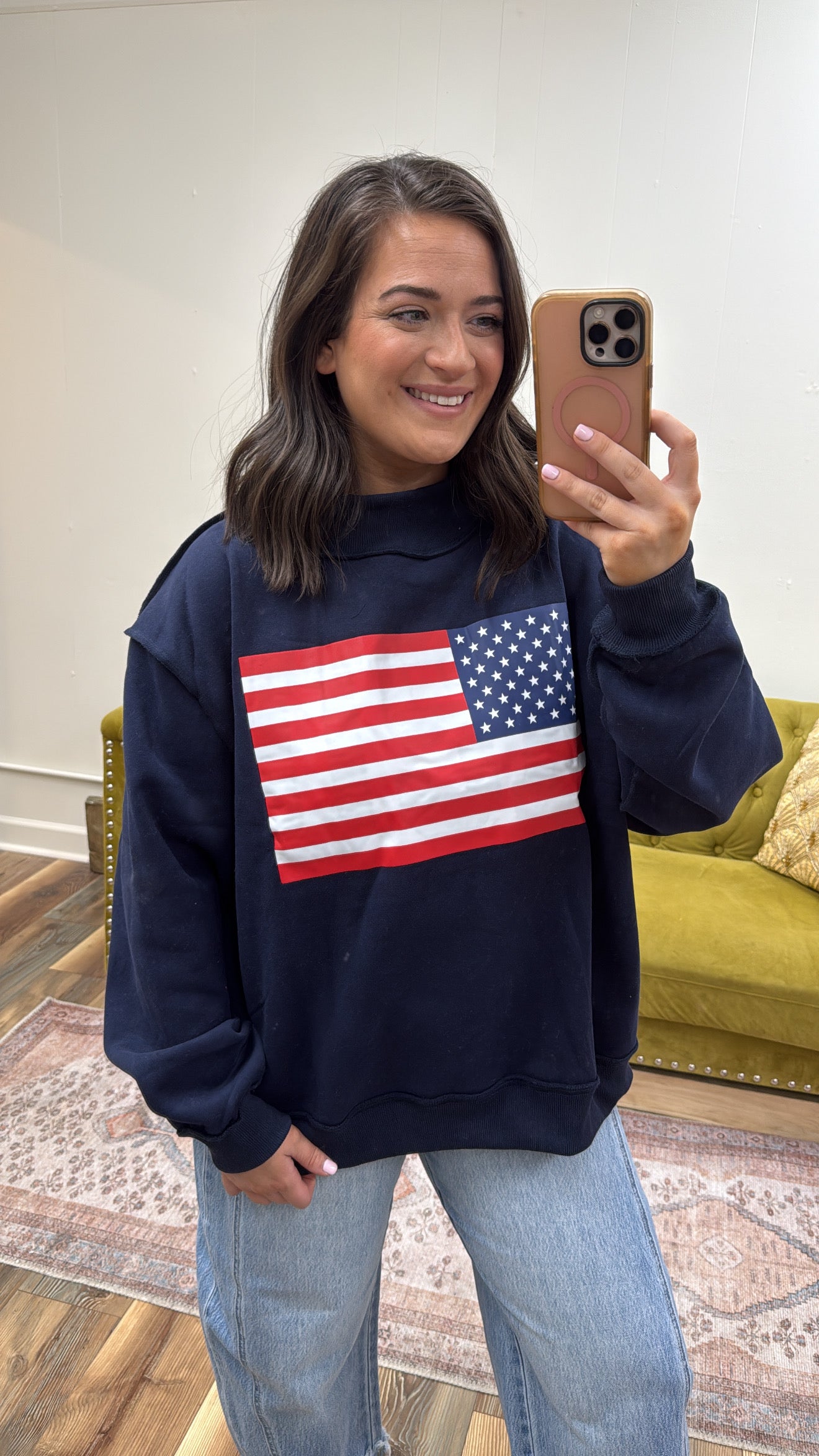 Reversible Patriotic Mock Neck