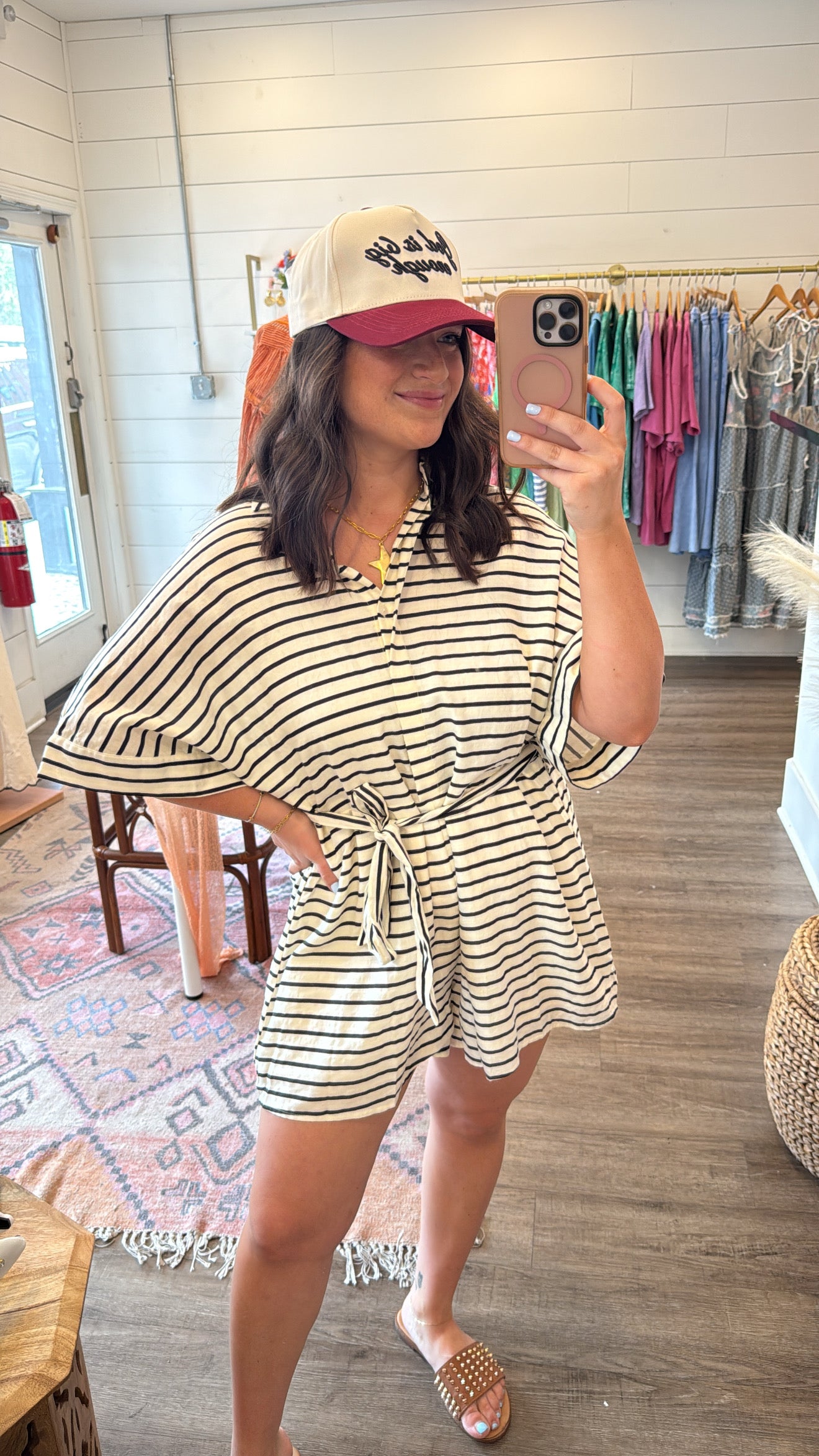 White Striped Romper