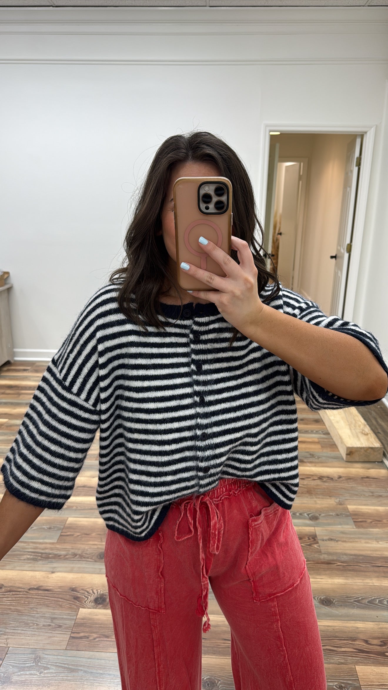 Navy Stripped Cardigan