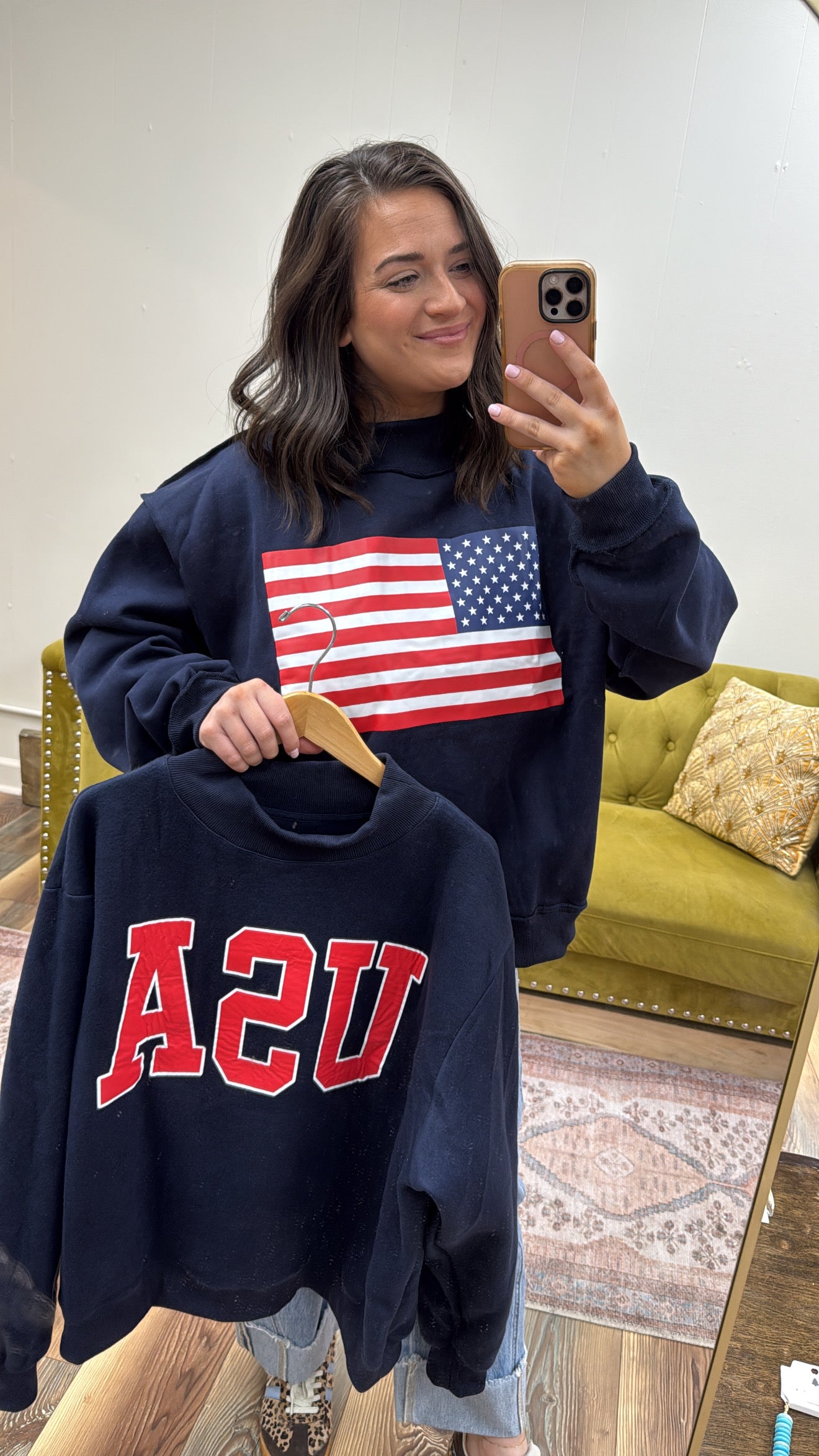 Reversible Patriotic Mock Neck