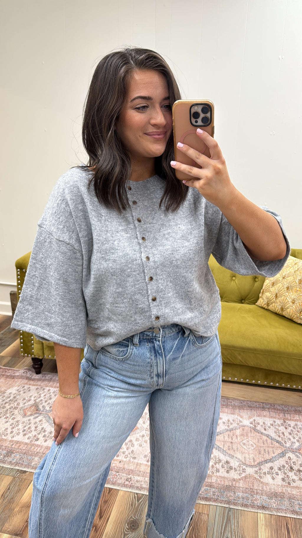 Heather Grey Short Sleeve Cardigan