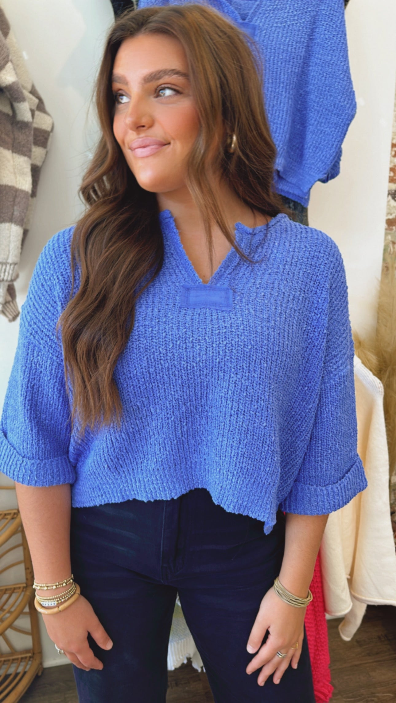 Blue cropped knit
