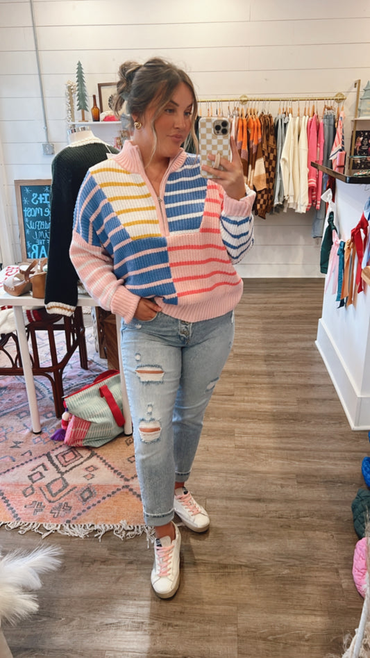 Colorful And Cozy Half Zip