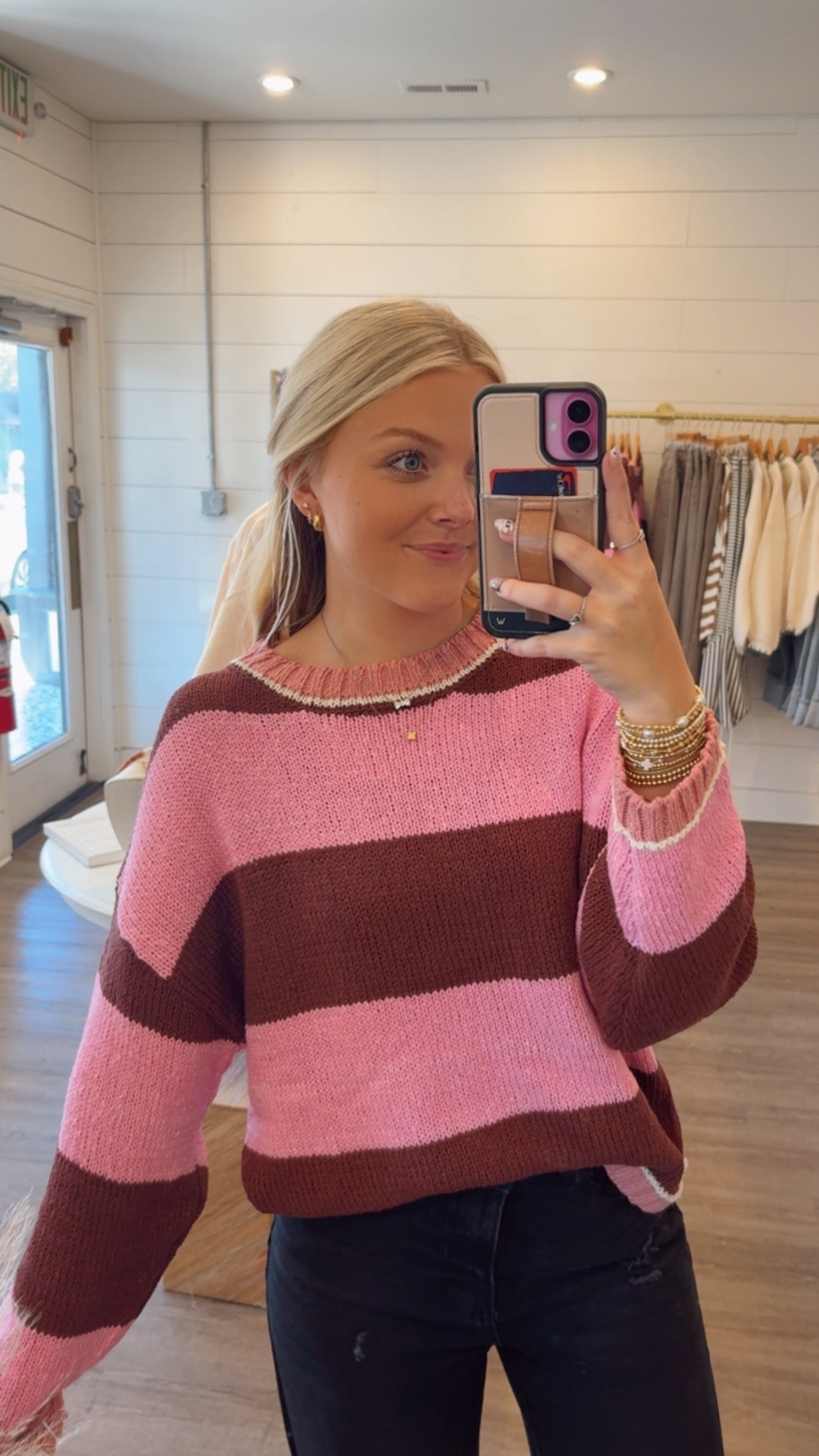Pink and PlumStripped Sweater