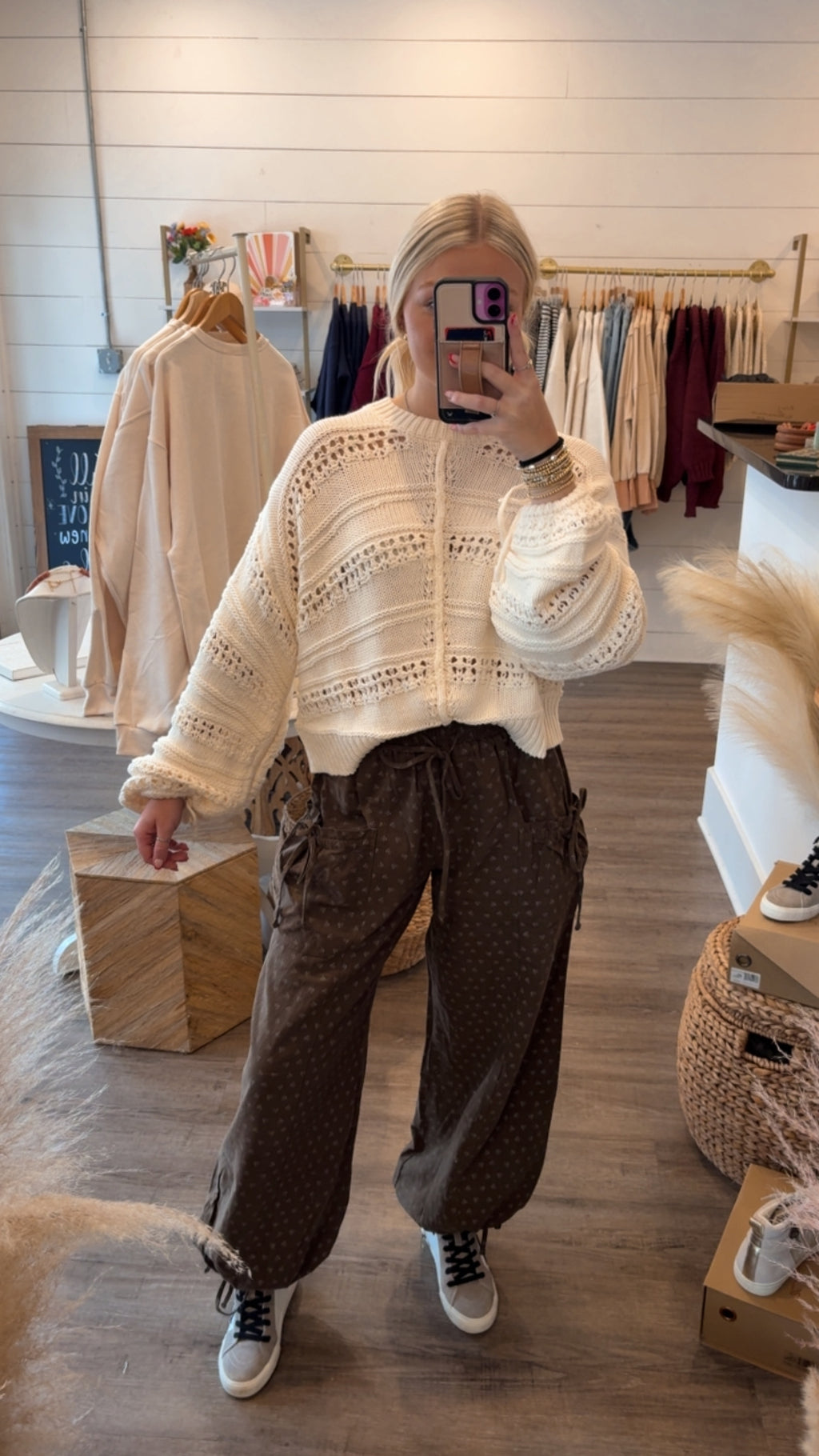 Brown Floral Easel Pants