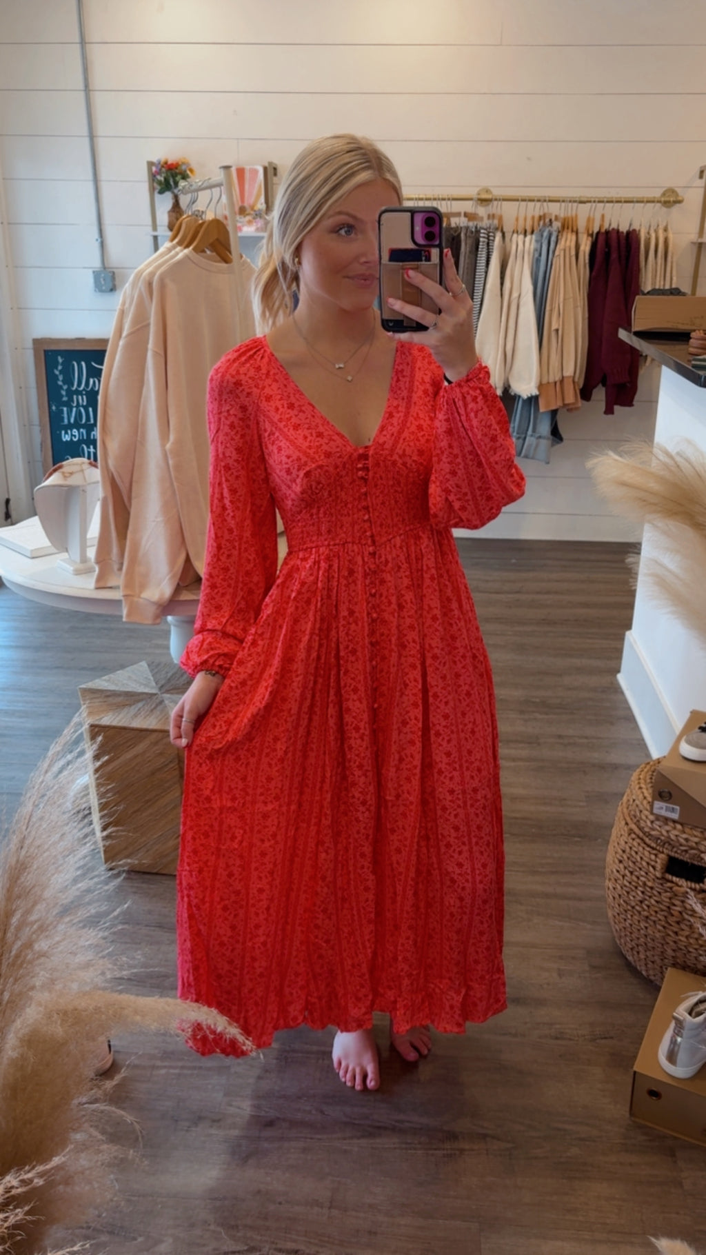 Pink And Red Floral Dress