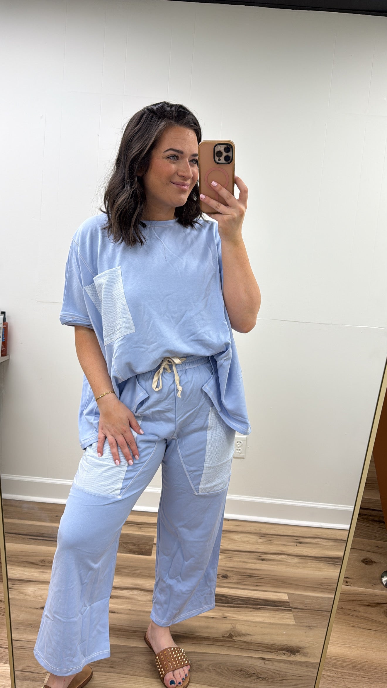 Light Blue Stitched Detailed Oversized Set