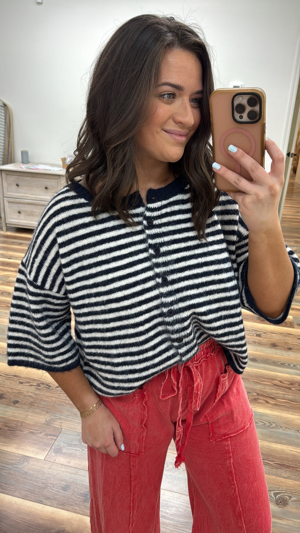 Navy Stripped Cardigan