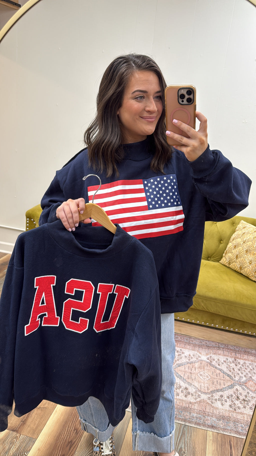 Reversible Patriotic Mock Neck