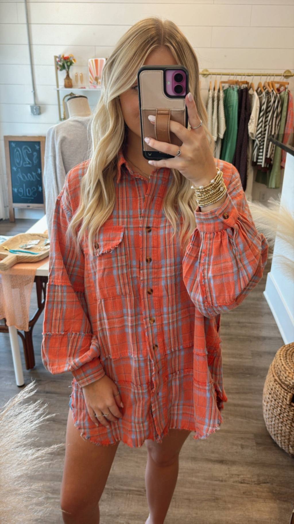 Orange Oversized Flannel