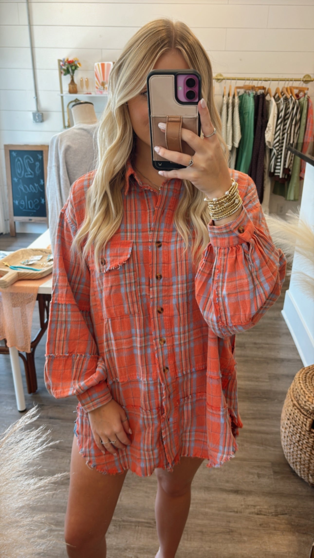 Orange Oversized Flannel