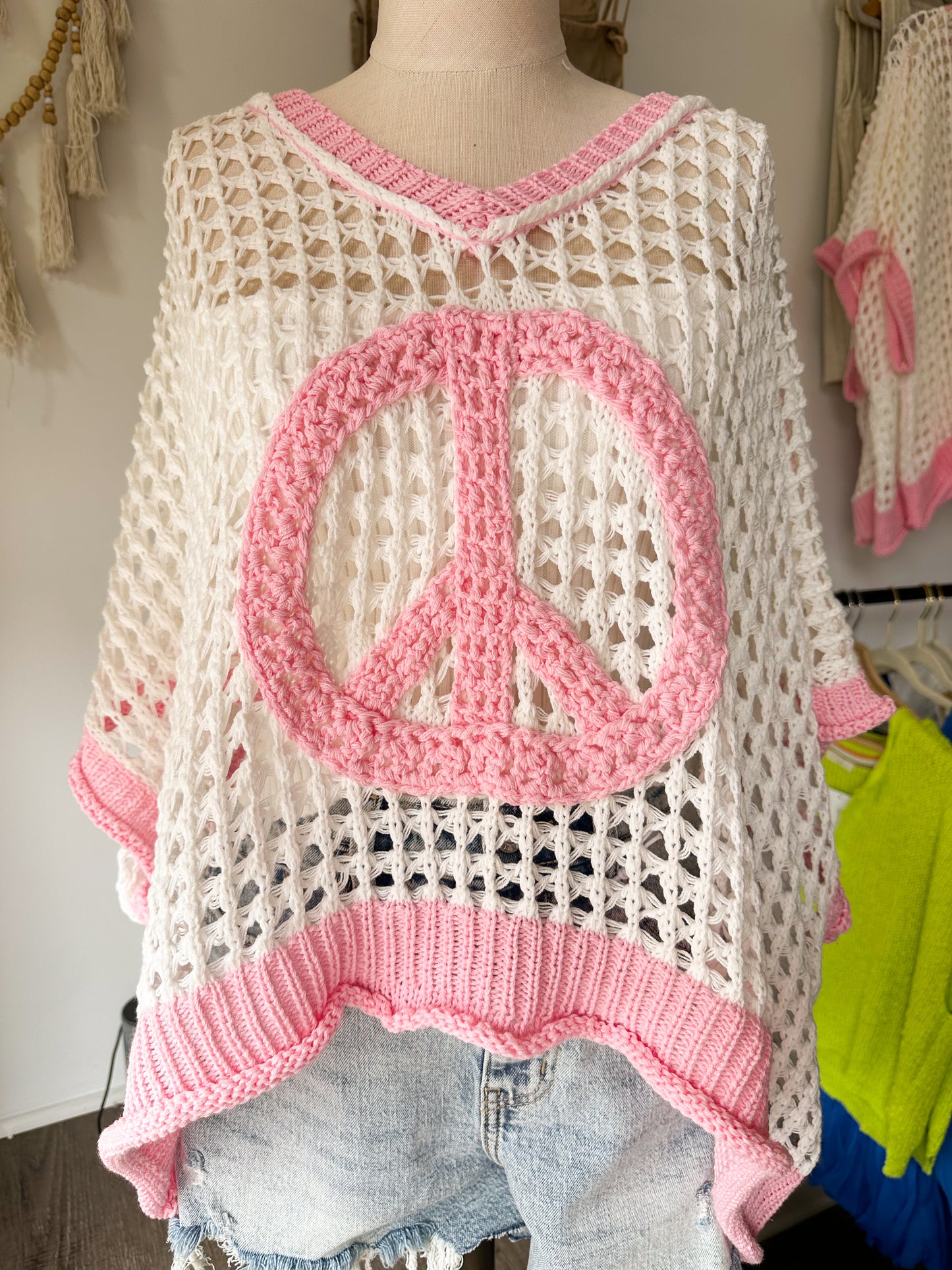 Peace Sign Knit Top