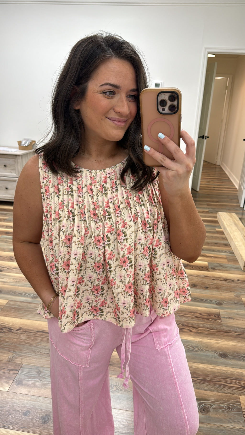 Gauze Floral Tank Top