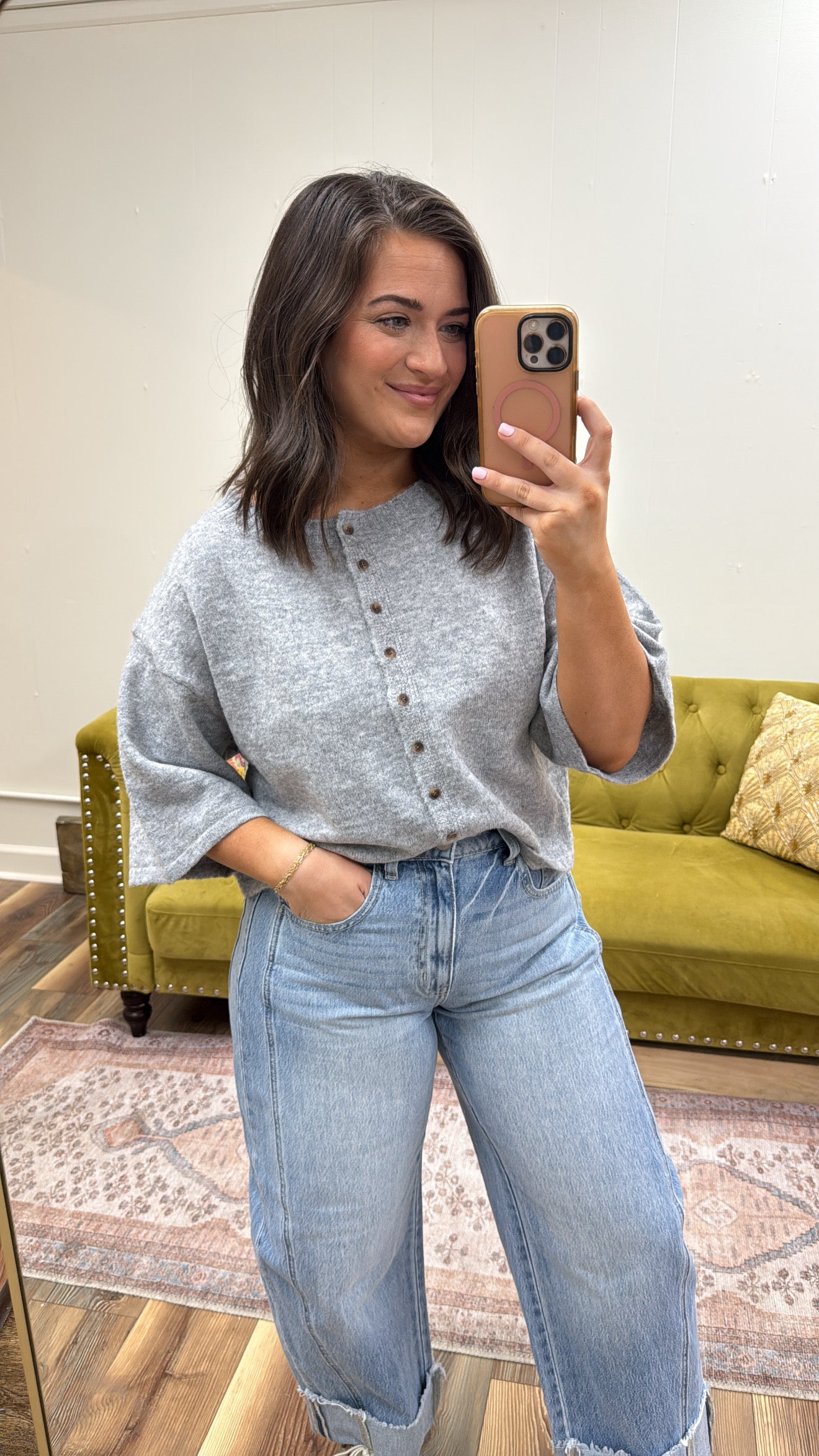 Heather Grey Short Sleeve Cardigan