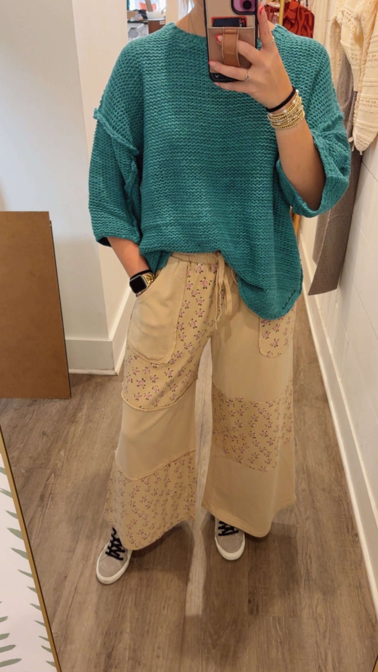 Cream Patchwork Pants