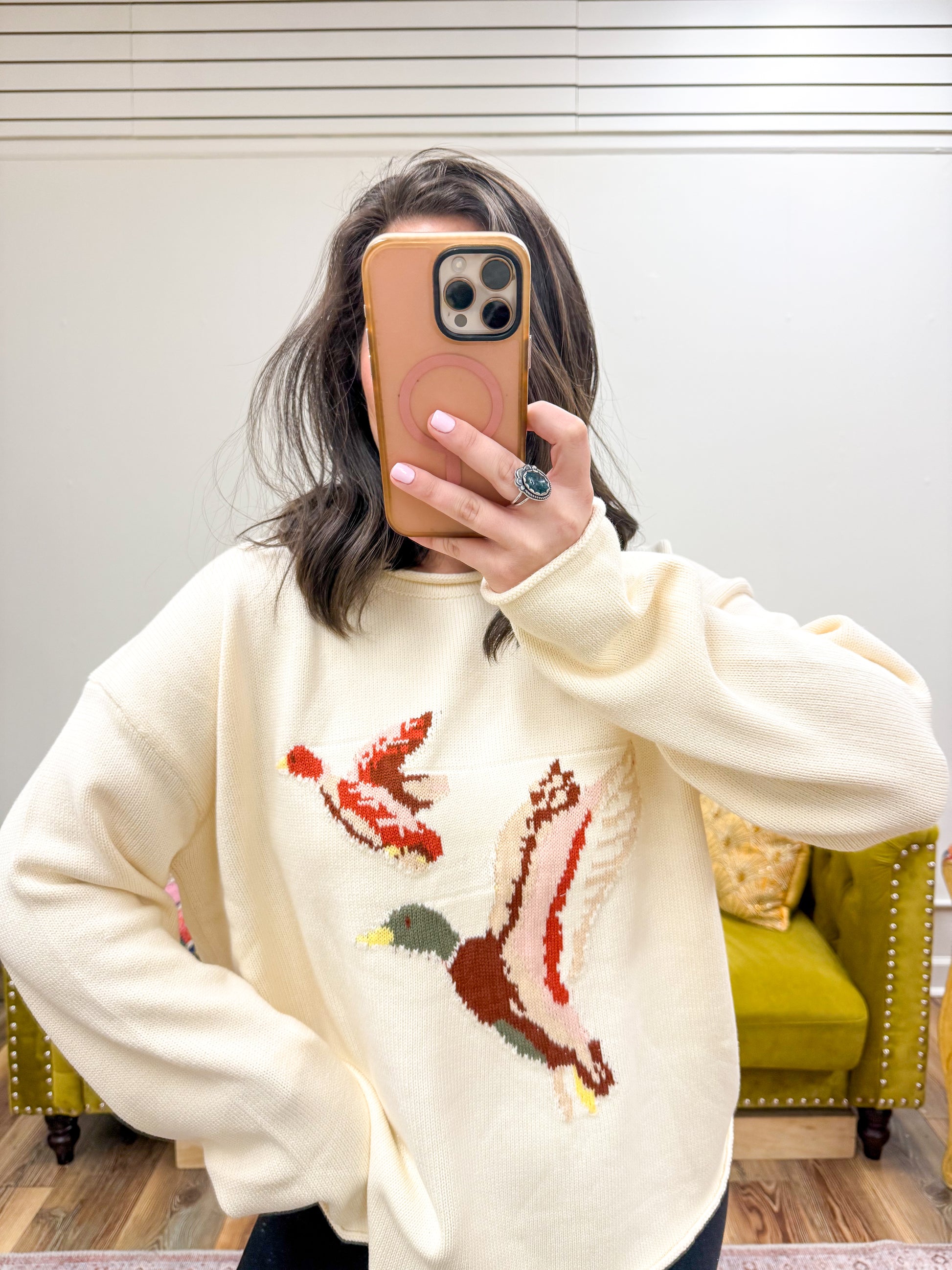 Rolled Hem Mallard Sweater