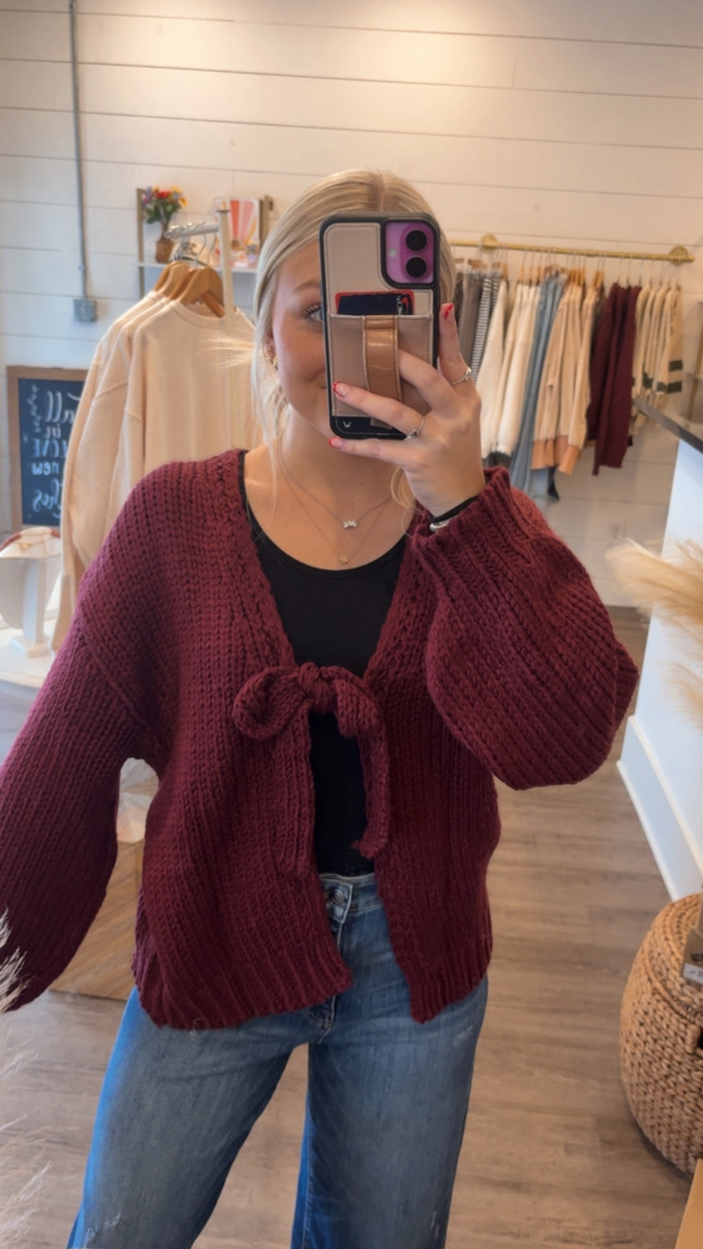 Burgundy Bow Sweater