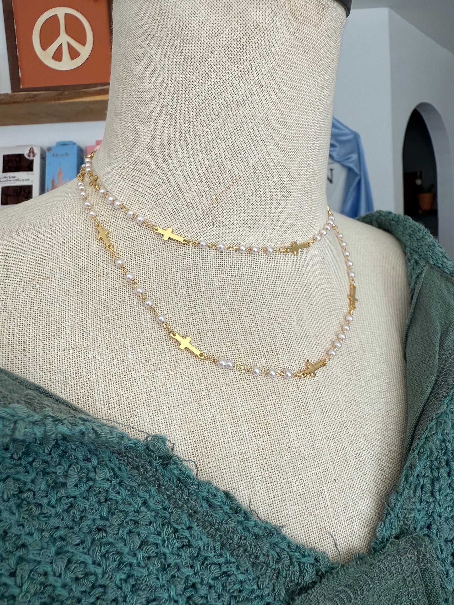 Pearls and Crosses Multiway Necklace